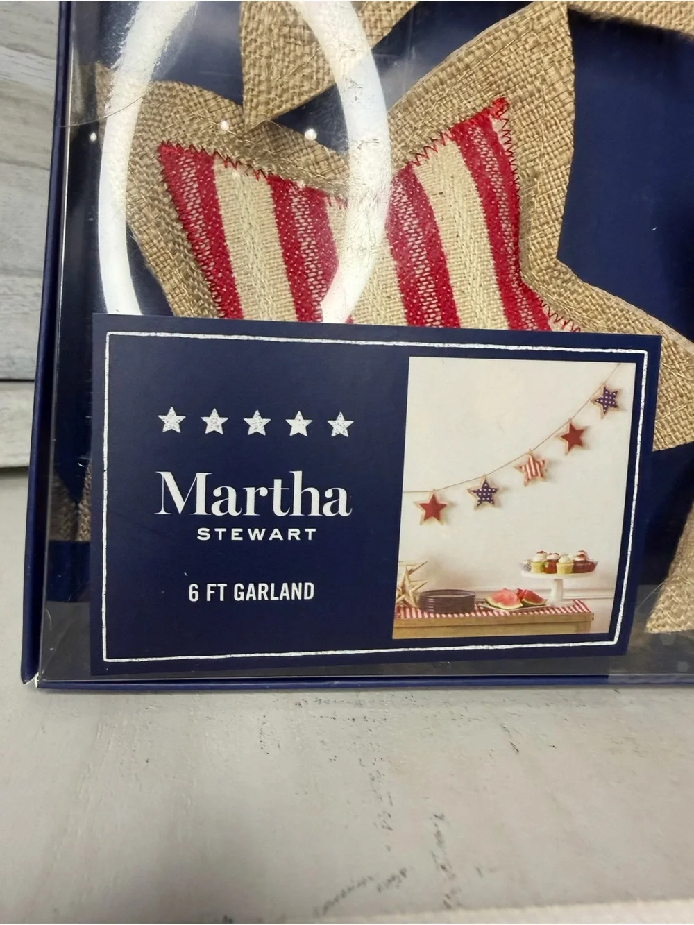 Martha Stewart Red, Navy & Natural Star Garland